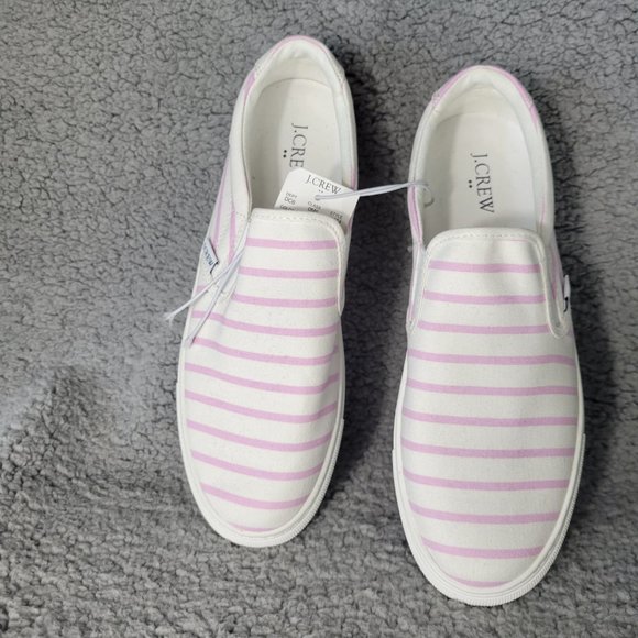 J. Crew Printed road trip slip-on sneakers Smoky Lilac-Ivory Stripe - Picture 7 of 9